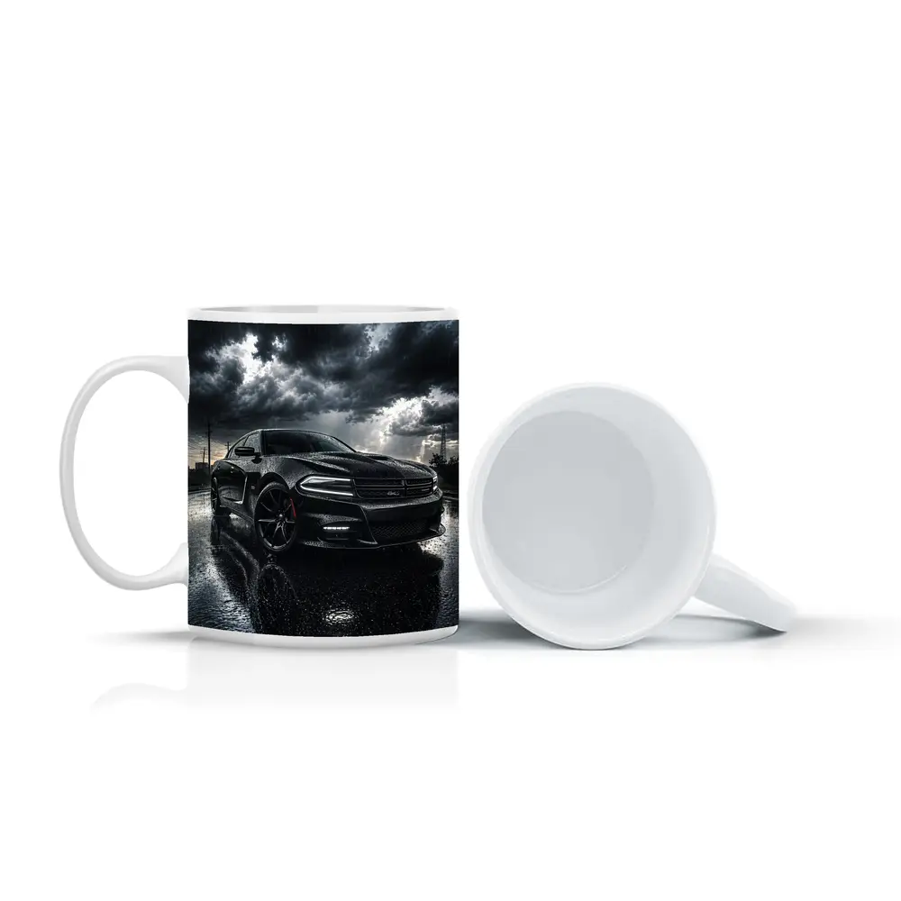 Dodge Charger Black Muscle Car Rainy Night – Mugs