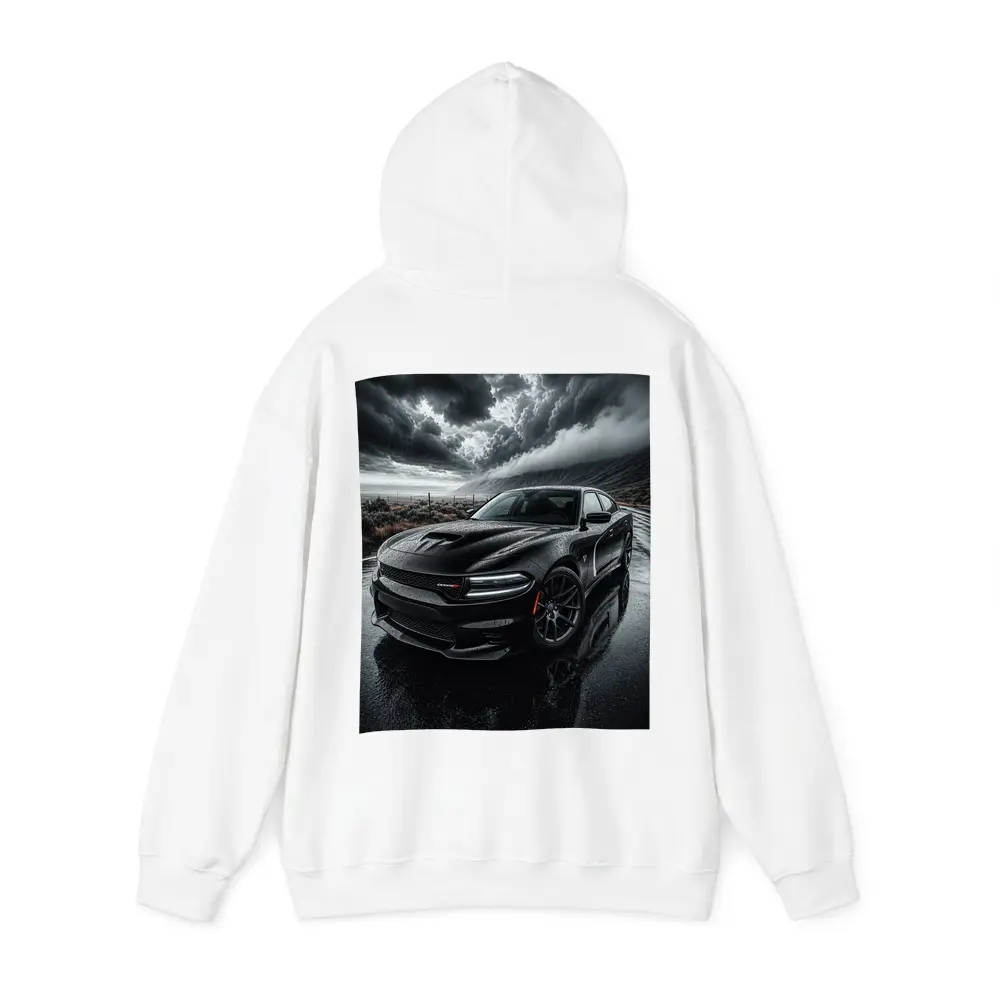 Dodge Charger Black Storm Rainy Road – Hoodies