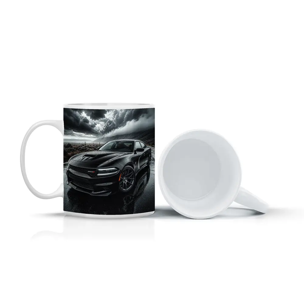 Dodge Charger Black Storm Rainy Road – Mugs