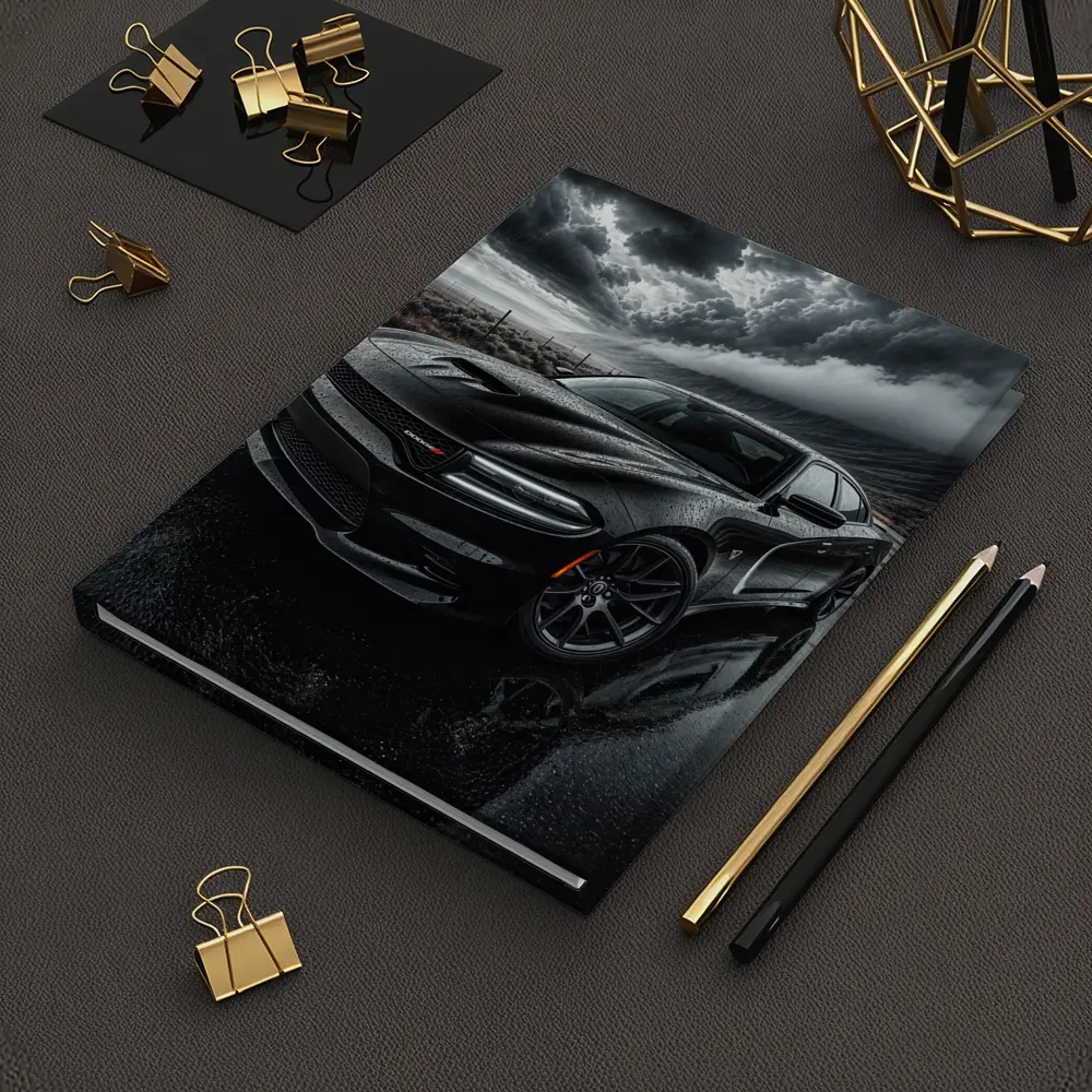 Dodge Charger Black Storm Rainy Road – Notebooks