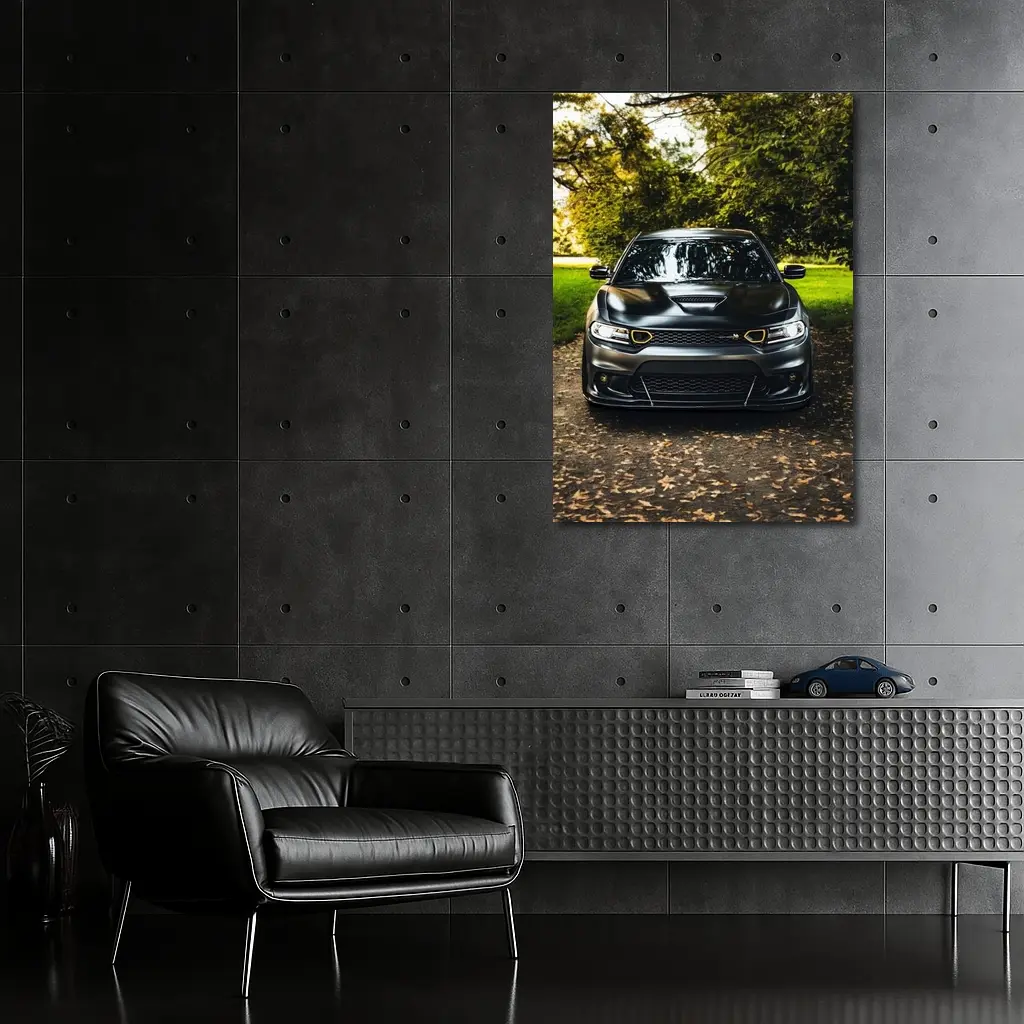 Dodge Charger Matte Black Park Setting – Wall Art