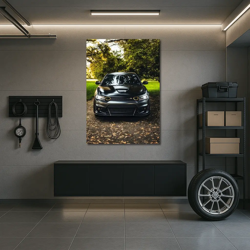 Dodge Charger Matte Black Park Setting – Wall Art
