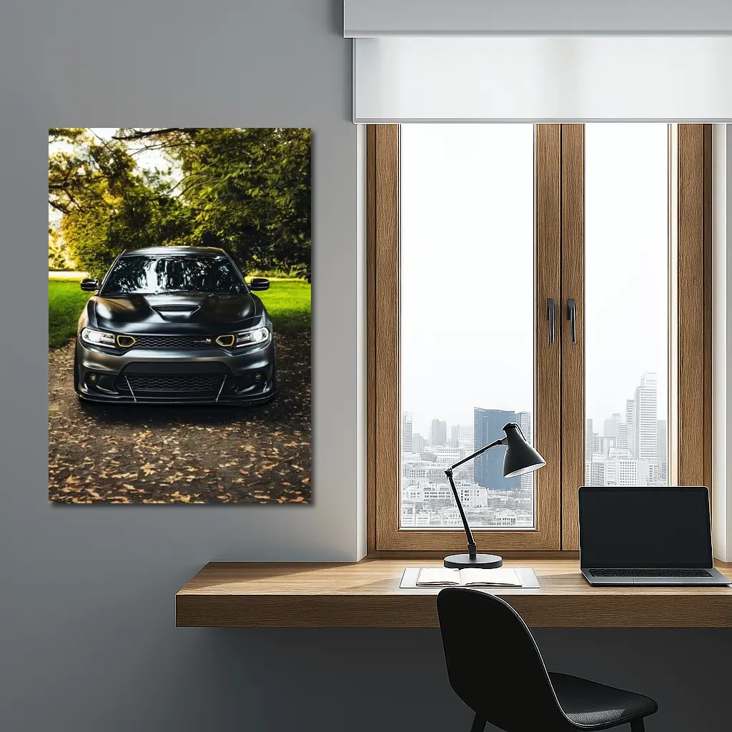 Dodge Charger Matte Black Park Setting – Wall Art