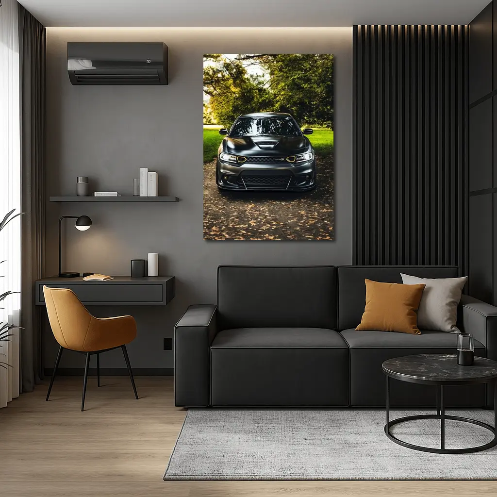 Dodge Charger Matte Black Park Setting – Wall Art