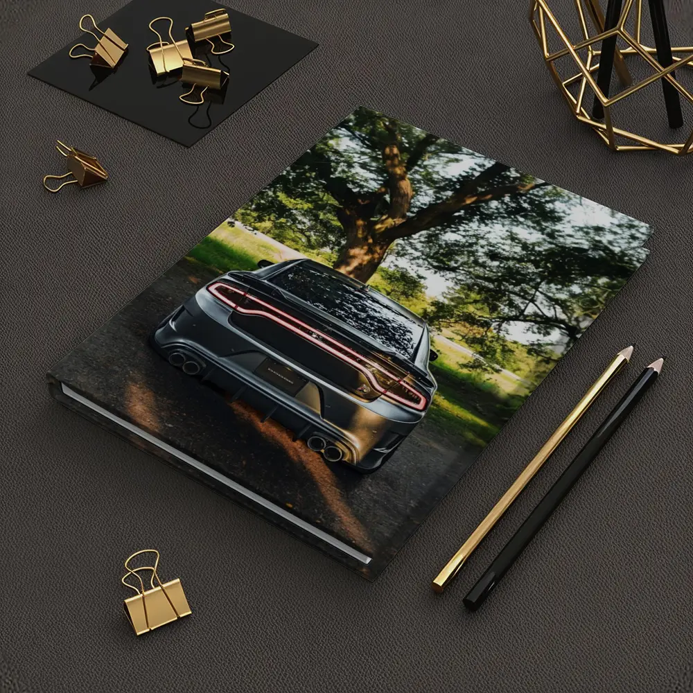 Dodge Charger Rear View Under Green Trees – Notebooks
