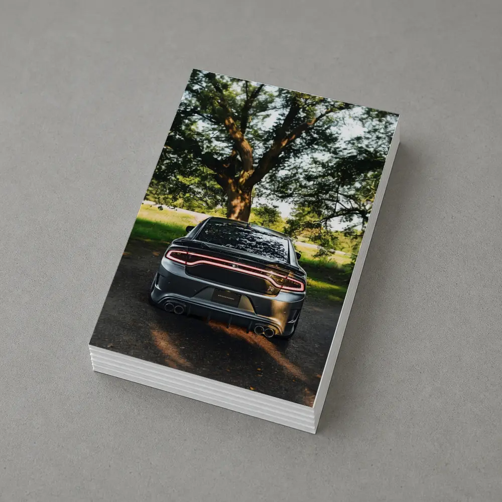 Dodge Charger Rear View Under Green Trees – Postcards