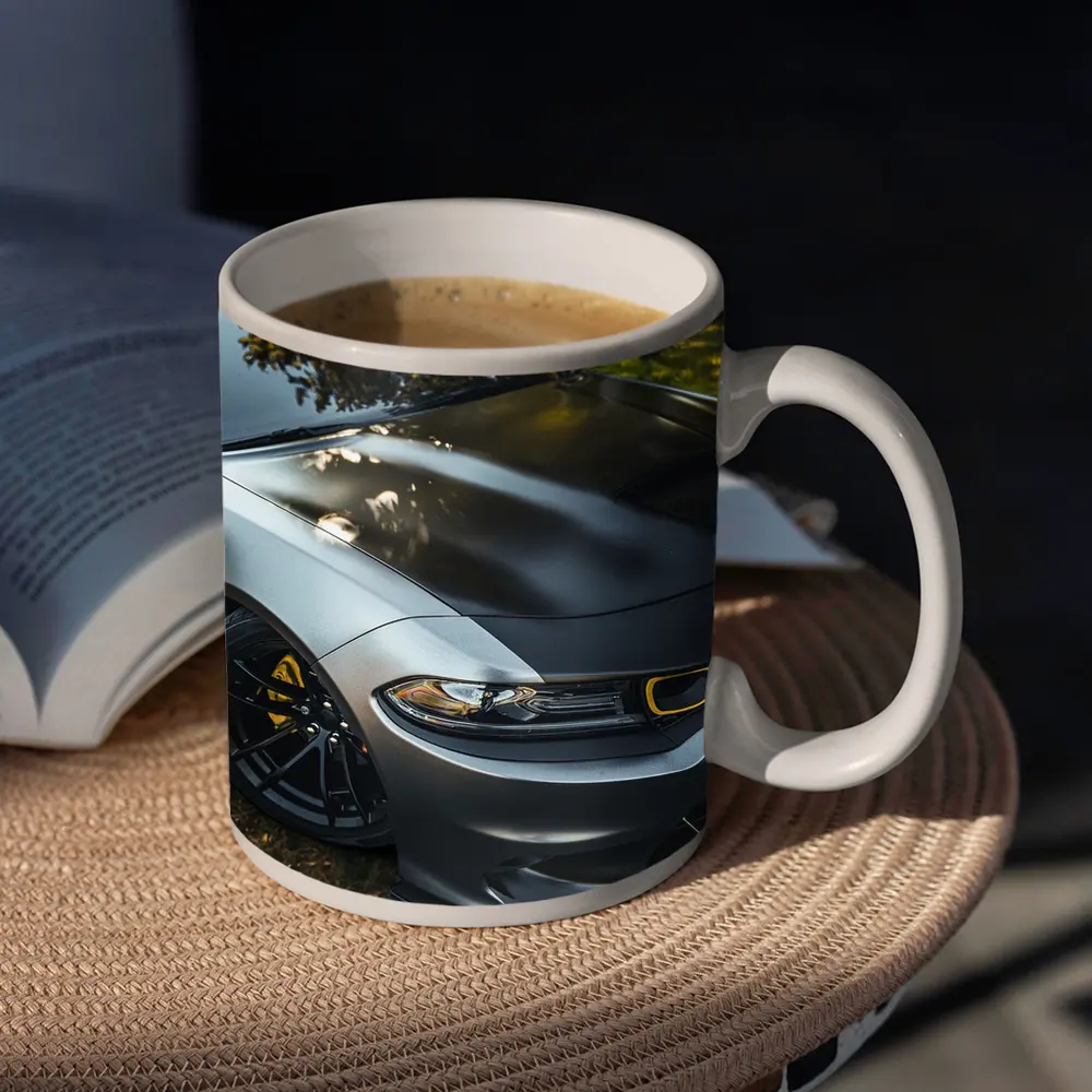 Dodge Charger Matte Gray Yellow Details Outdoors – Mugs