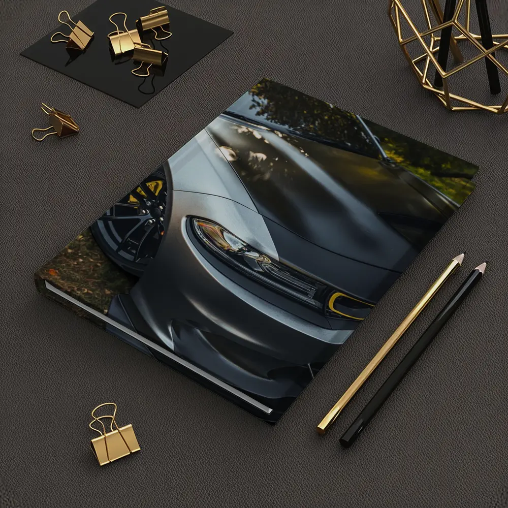 Dodge Charger Matte Gray Yellow Details Outdoors – Notebooks