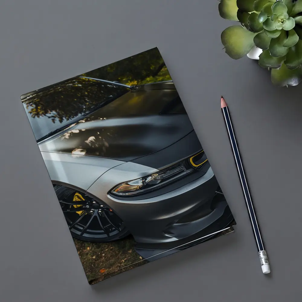 Dodge Charger Matte Gray Yellow Details Outdoors – Notebooks