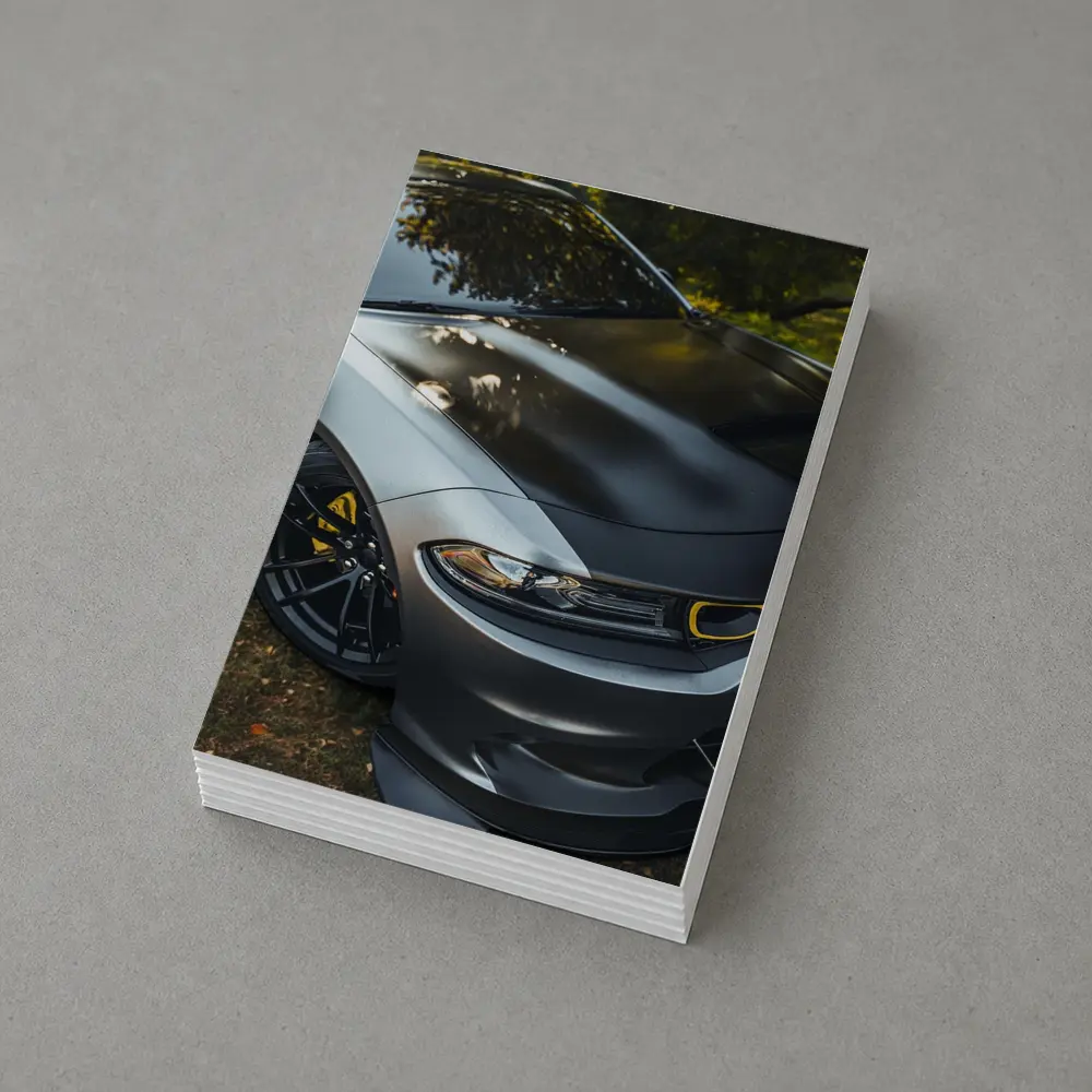 Dodge Charger Matte Gray Yellow Details Outdoors – Postcards
