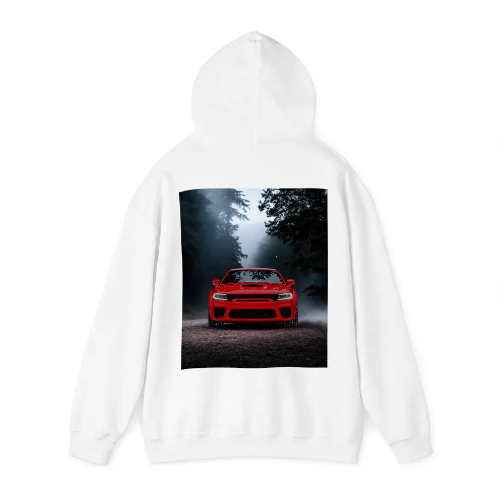 Dodge Charger Red Muscle Car Foggy Forest – Hoodies