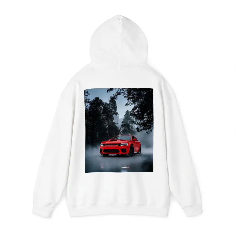 Dodge Charger Red Muscle Car Foggy Forest – Hoodies