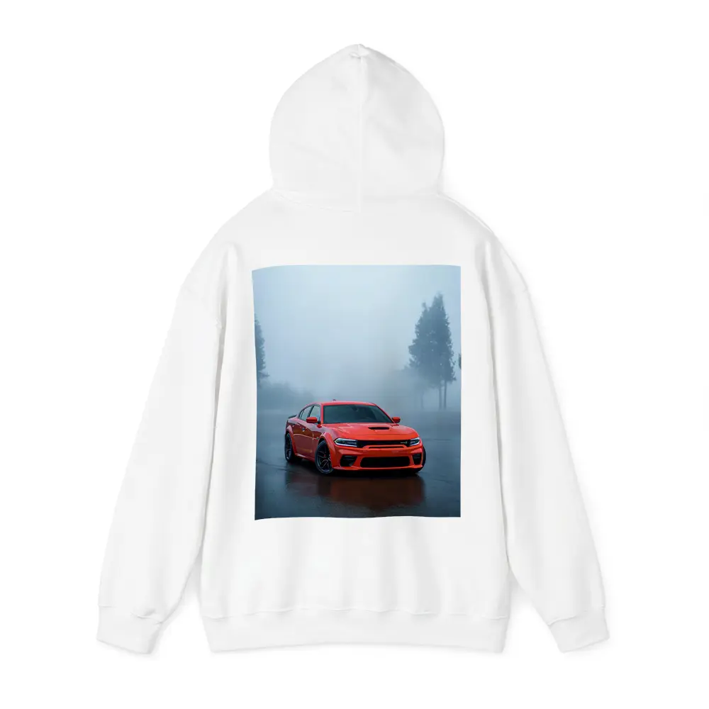Dodge Charger Red Muscle Car Foggy Street – Hoodies