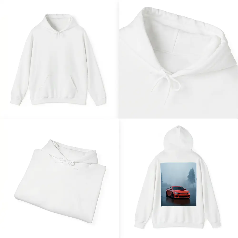 Dodge Charger Red Muscle Car Foggy Street – Hoodies