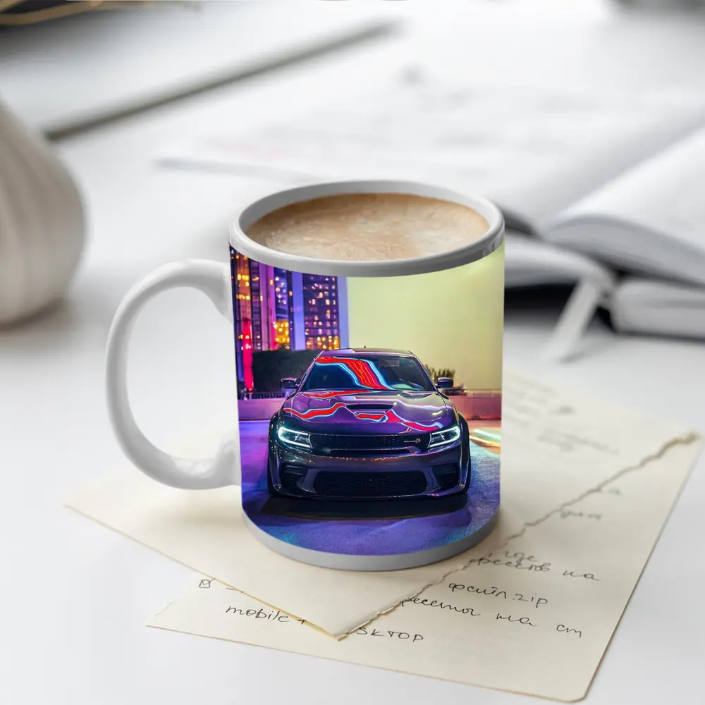 Dodge Charger Neon City Night Street – Mugs