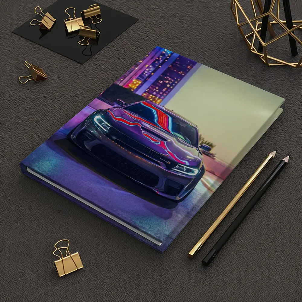 Dodge Charger Neon City Night Street – Notebooks