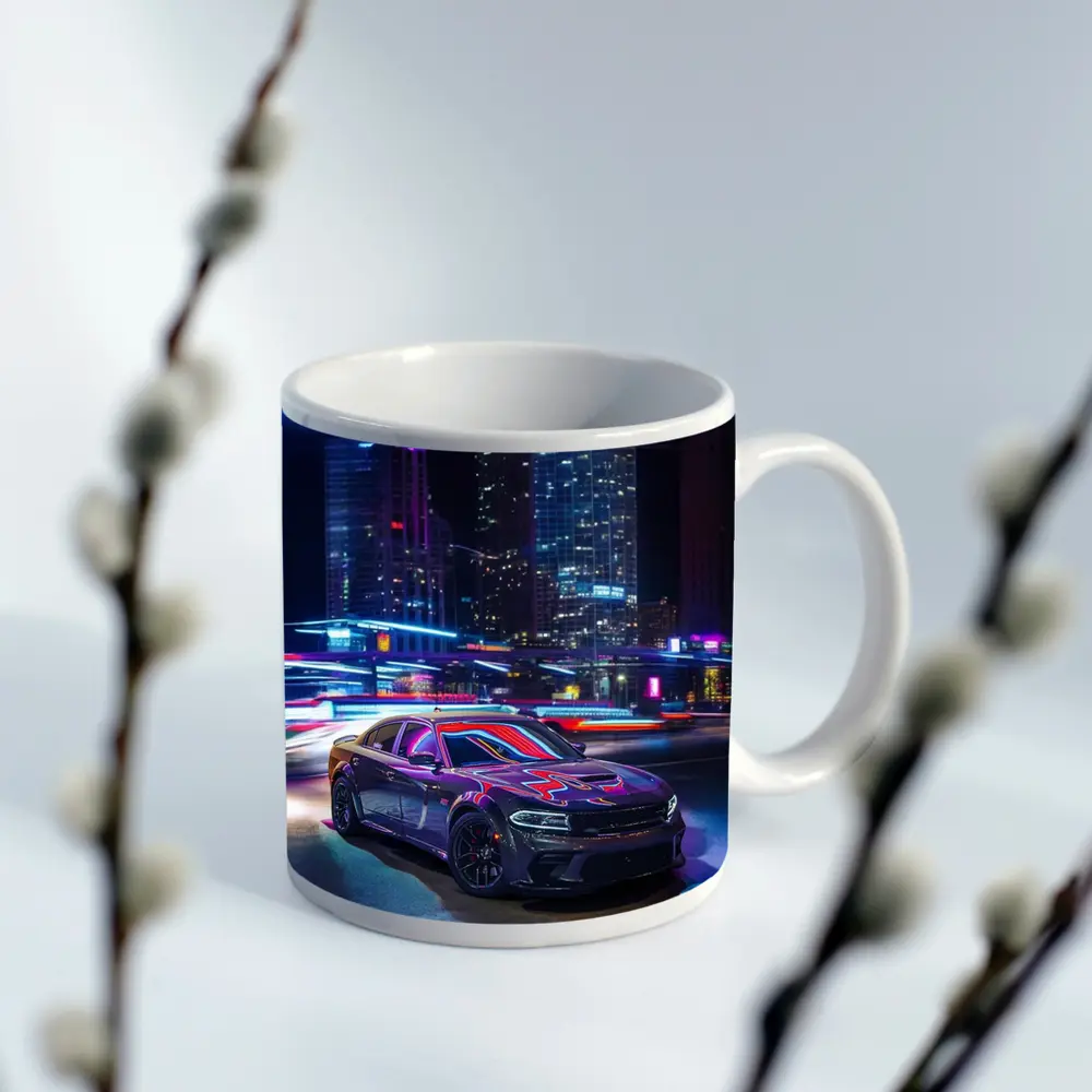 Dodge Charger Neon City Night Street – Mugs