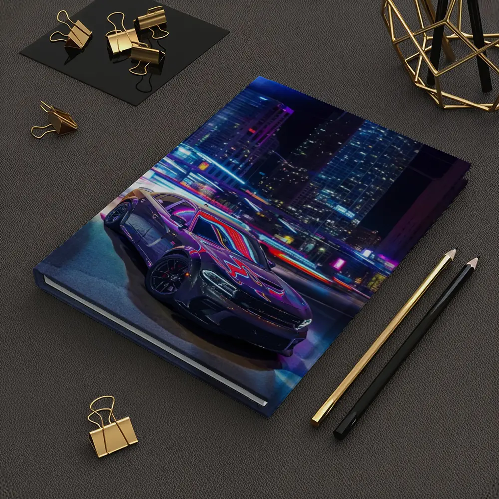 Dodge Charger Neon City Night Street – Notebooks