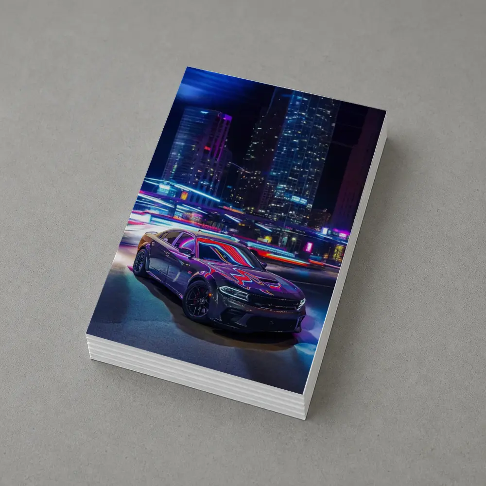 Dodge Charger Neon City Night Street – Postcards