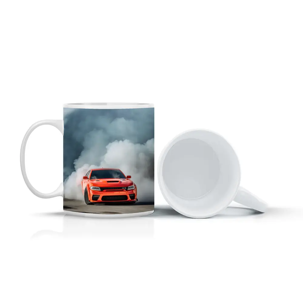 Dodge Charger Burnout Smoke Orange Muscle Car – Mugs