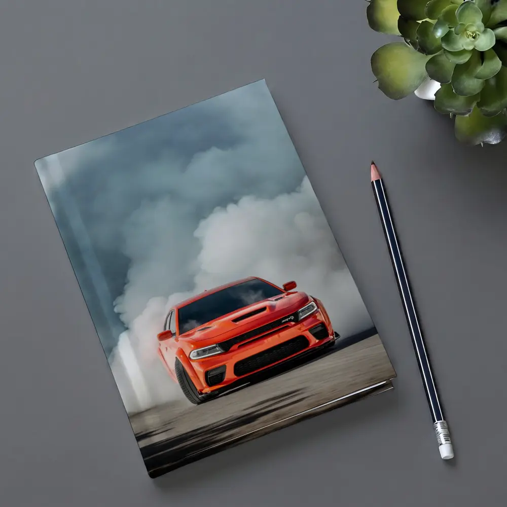Dodge Charger Burnout Smoke Orange Muscle Car – Notebooks