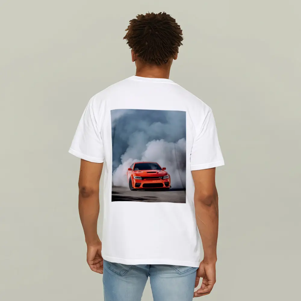 Dodge Charger Burnout Smoke Orange Muscle Car – T-Shirts