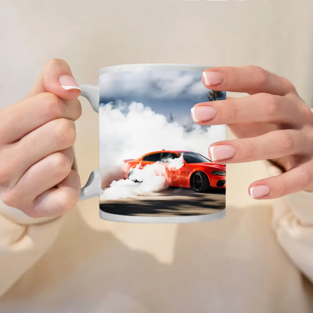 Dodge Charger Burnout Smoke Orange Muscle Car – Mugs
