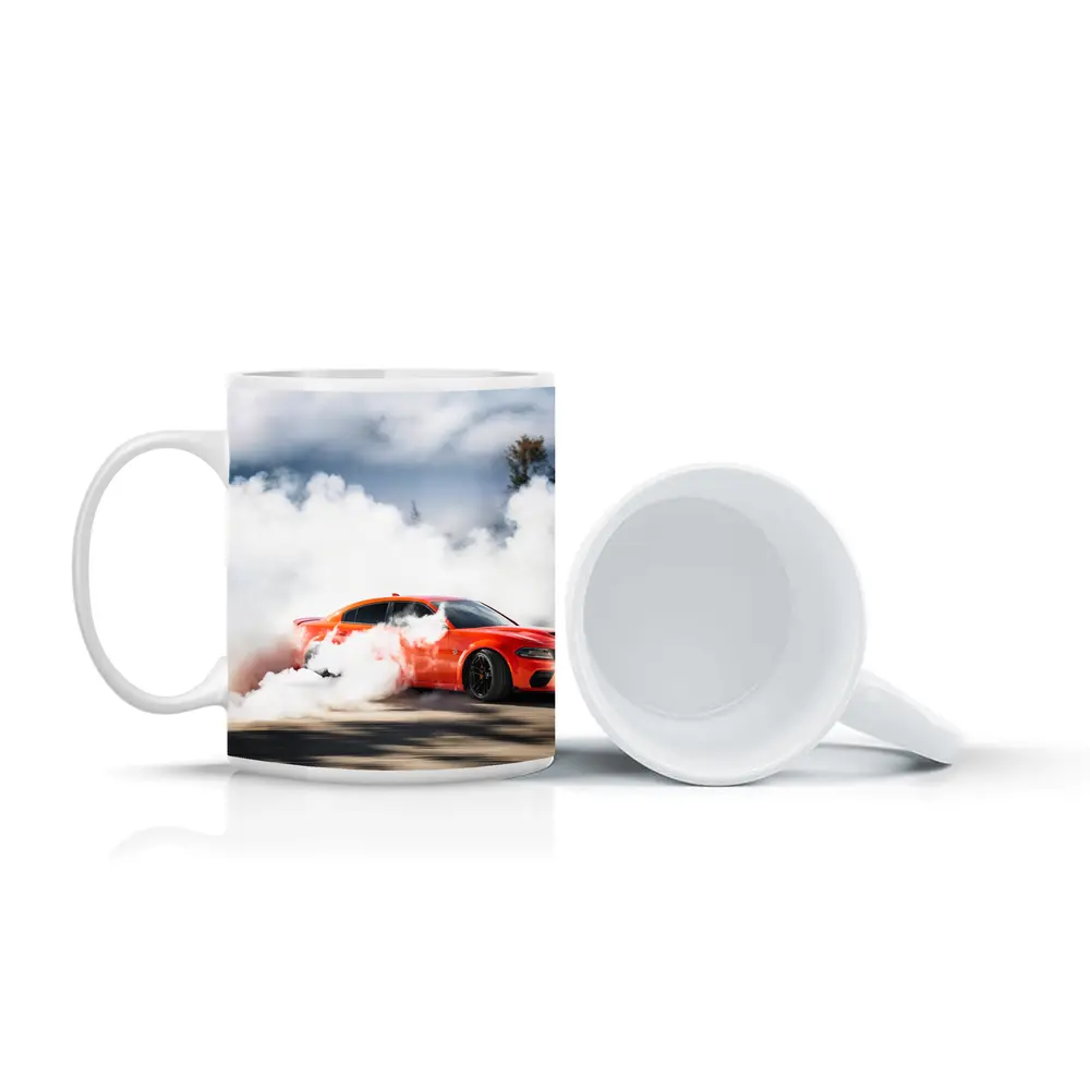 Dodge Charger Burnout Smoke Orange Muscle Car – Mugs