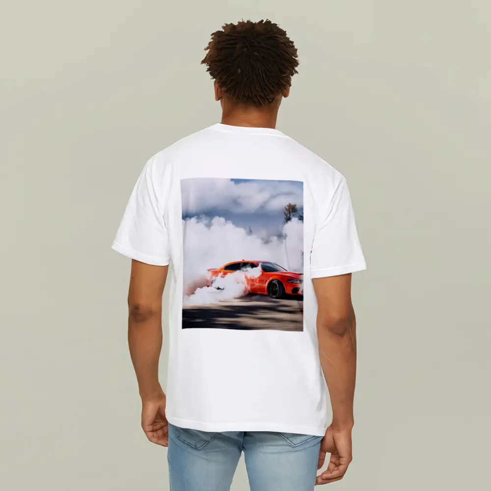 Dodge Charger Burnout Smoke Orange Muscle Car – T-Shirts