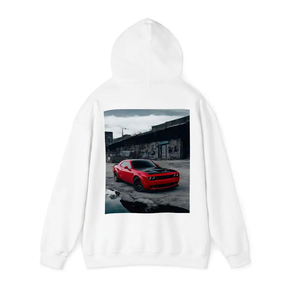 Dodge Challenger Red Urban Abandoned Street Scene – Hoodies