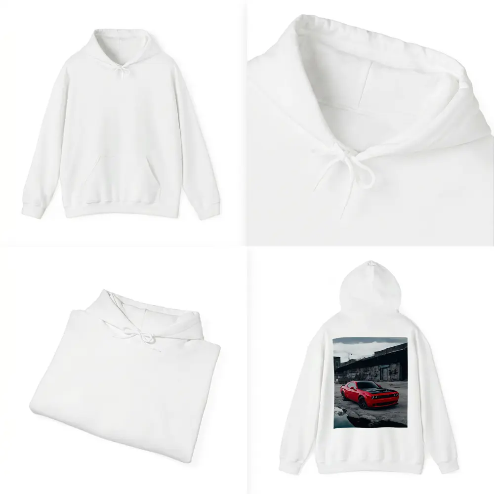 Dodge Challenger Red Urban Abandoned Street Scene – Hoodies