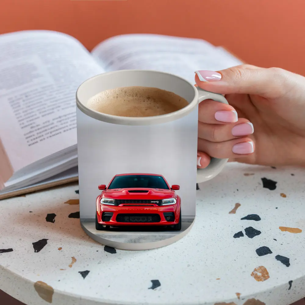Red Dodge Charger SRT Hellcat Front View – Mugs