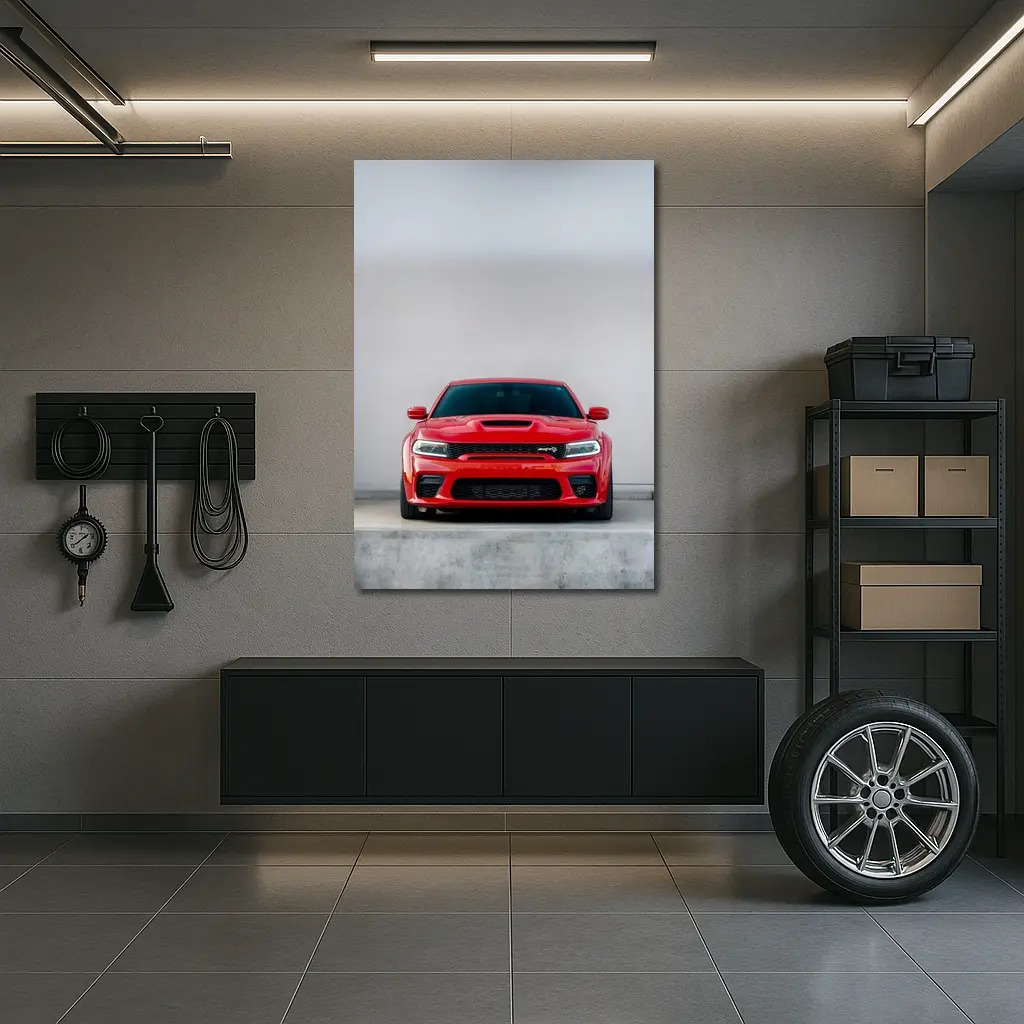 Red Dodge Charger SRT Hellcat Front View – Wall Art
