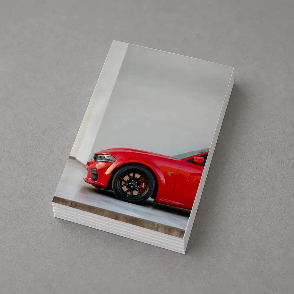 Red Dodge Charger Parked in Garage – Postcards