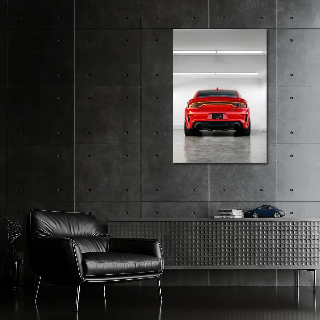 Dodge Charger Red Rear View Garage – Wall Art