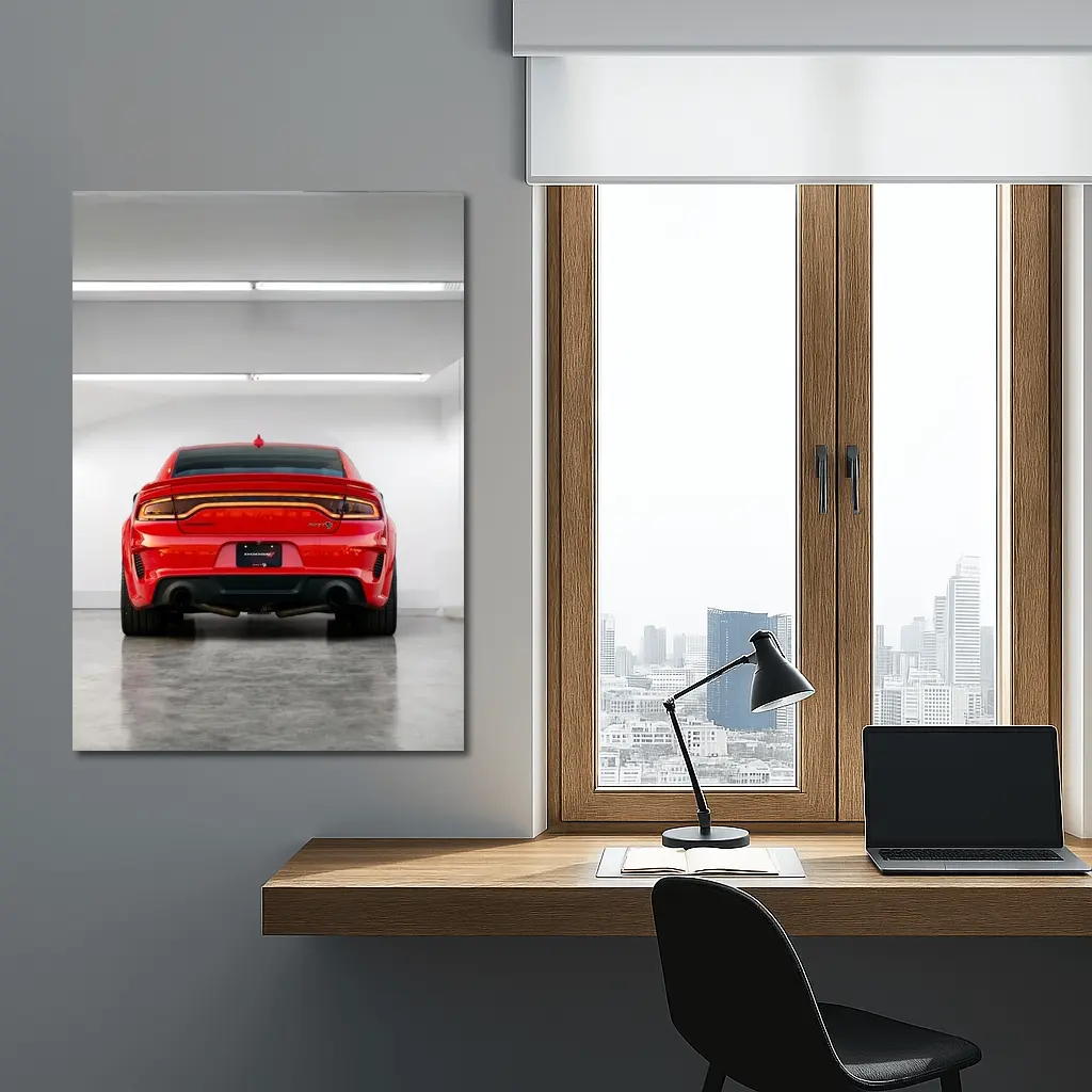 Dodge Charger Red Rear View Garage – Wall Art