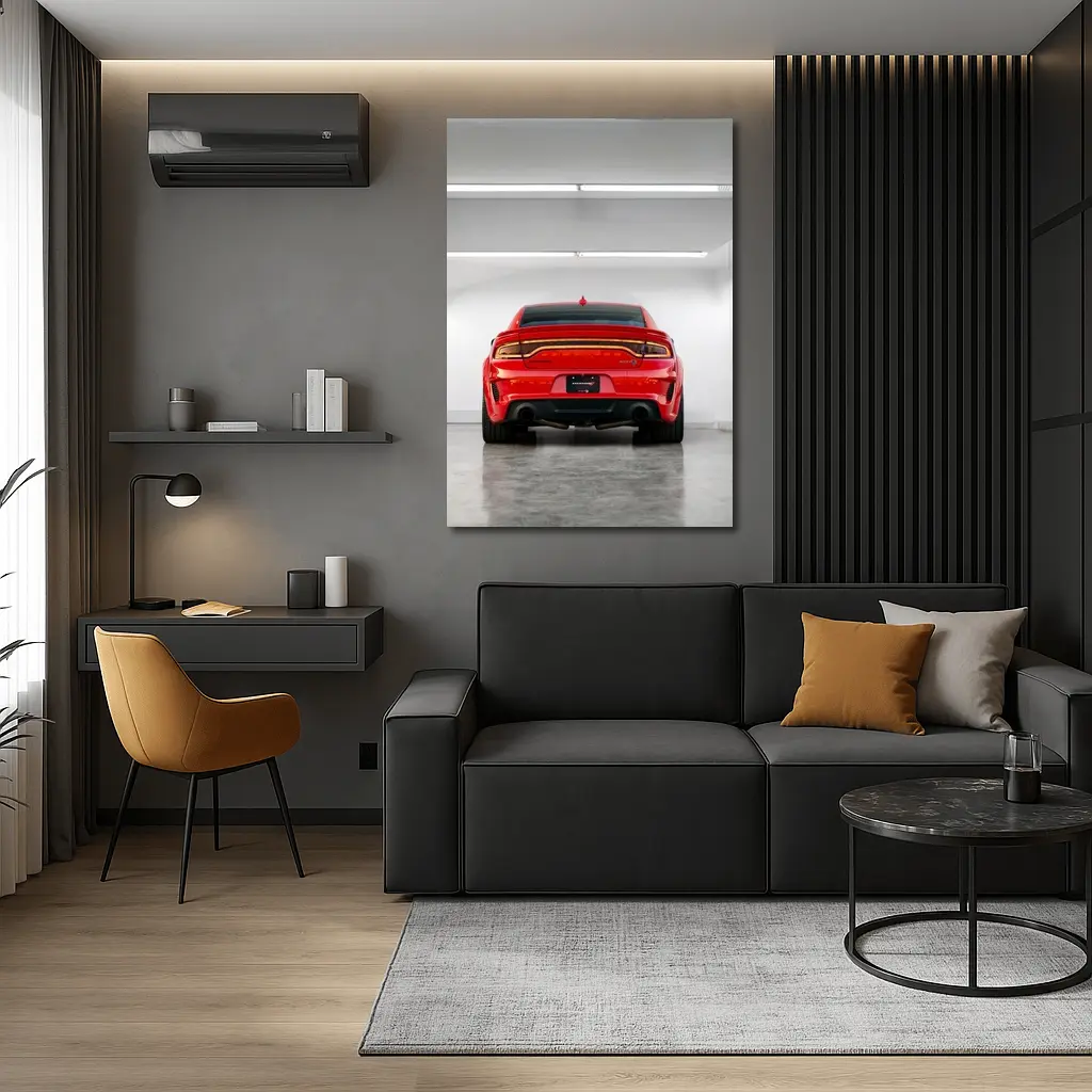 Dodge Charger Red Rear View Garage – Wall Art