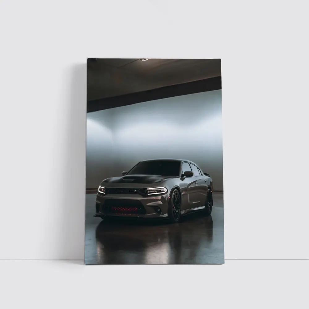Dodge Charger Parked In Dark Garage – Wall Art