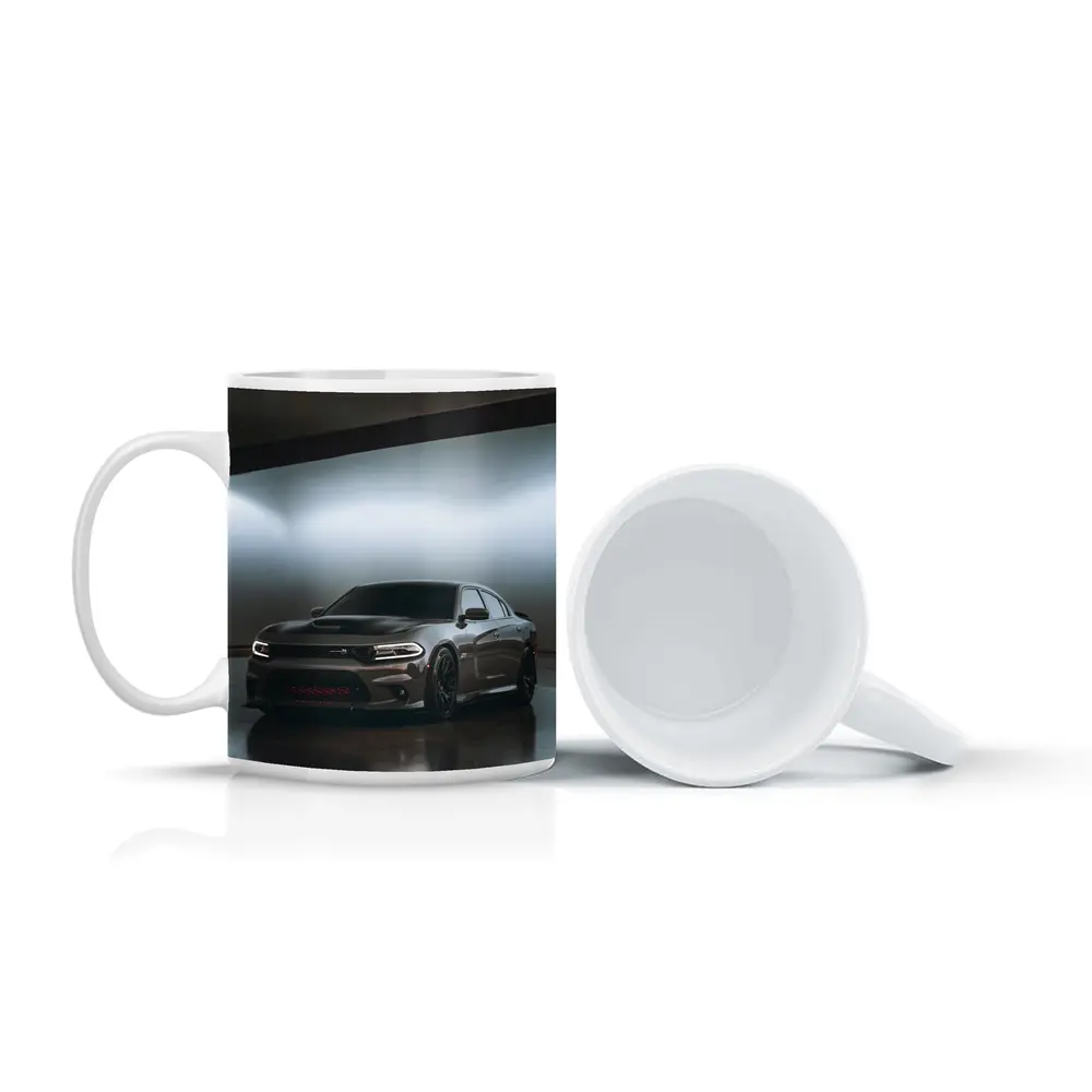 Dodge Charger Parked In Dark Garage – Mugs