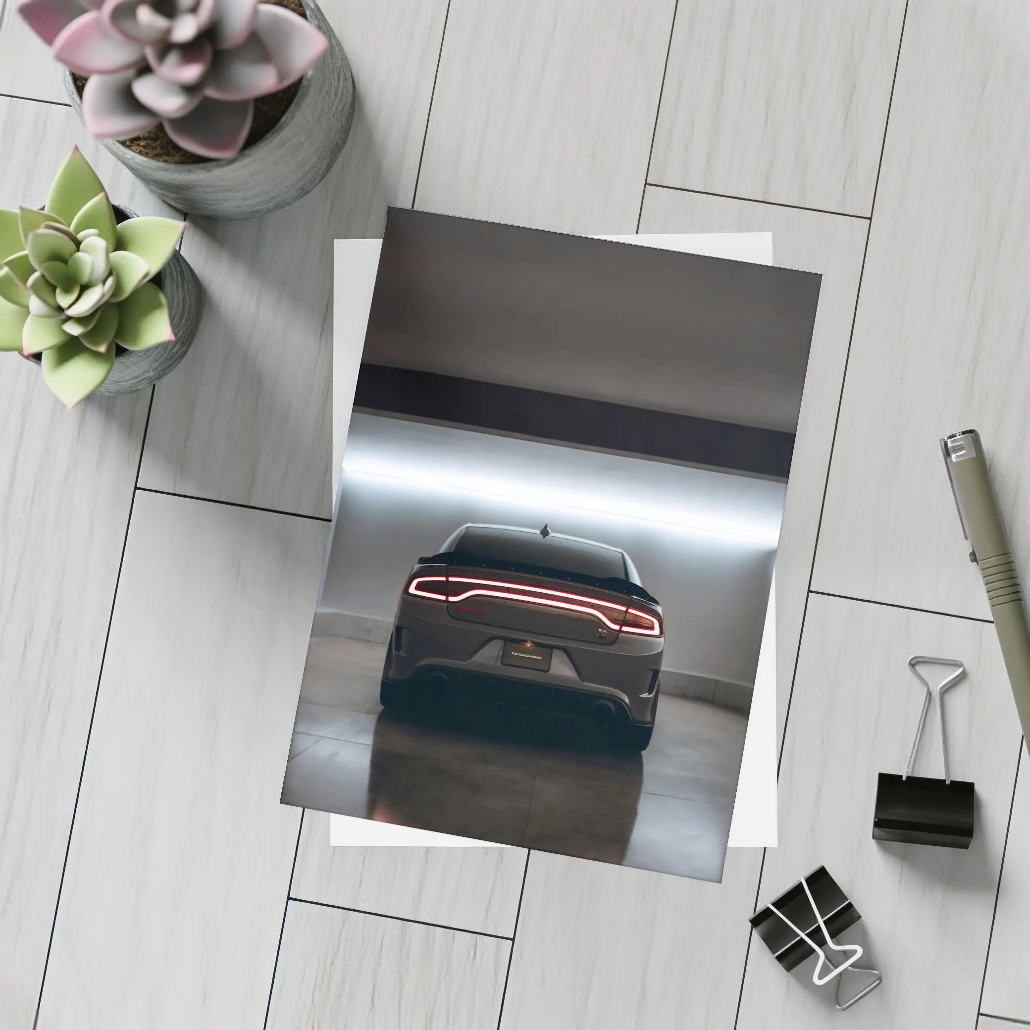 Dodge Charger Rear View Underground Parking – Postcards