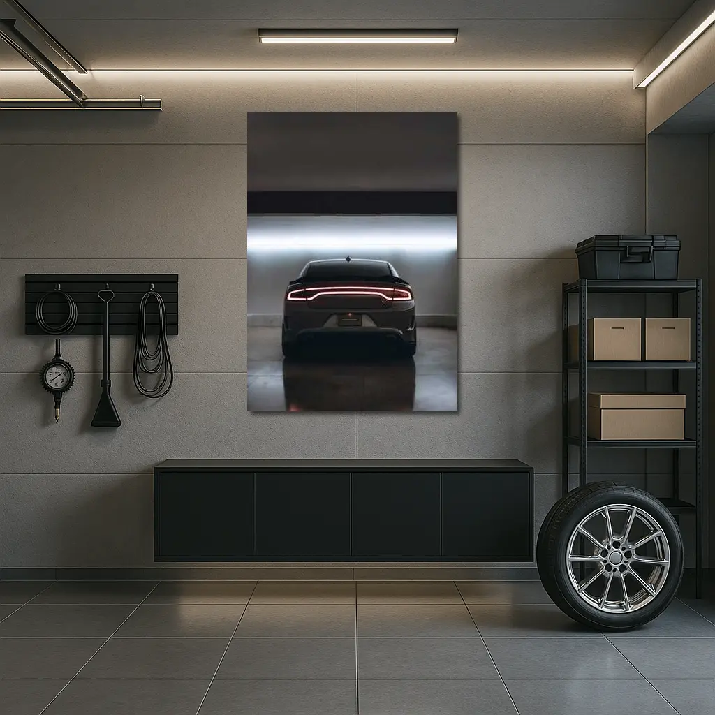 Dodge Charger Rear View Underground Parking – Wall Art