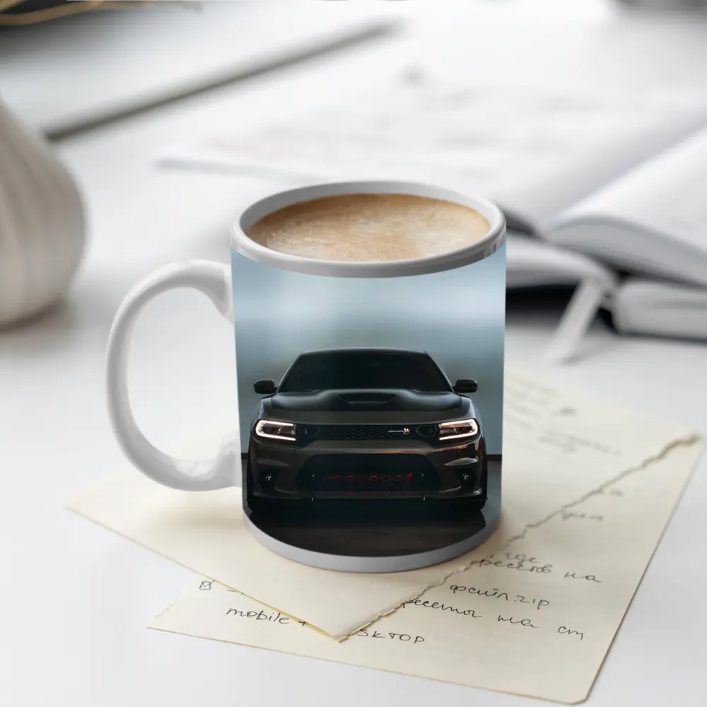 Dodge Charger Dark Front View Studio – Mugs