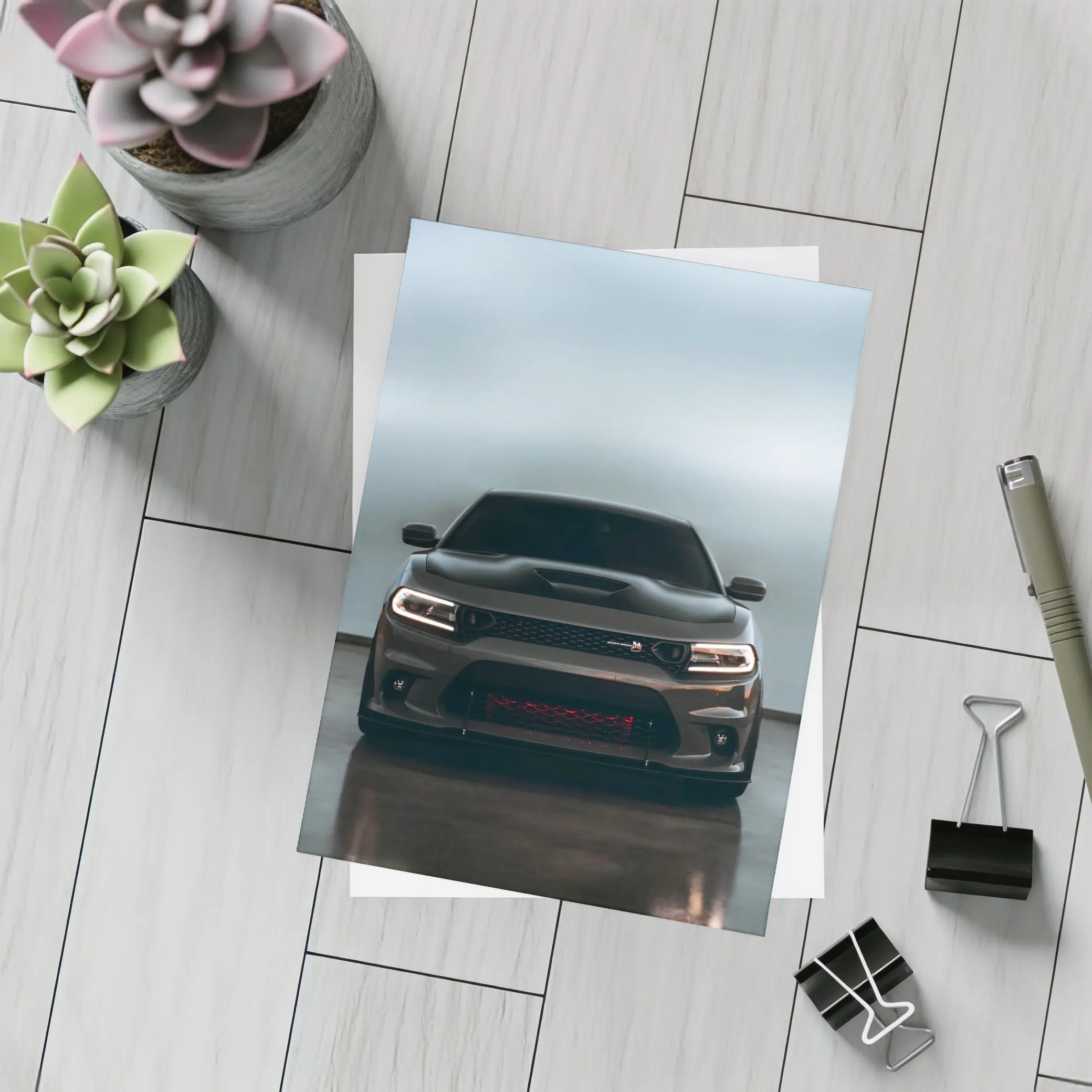 Dodge Charger Dark Front View Studio – Postcards