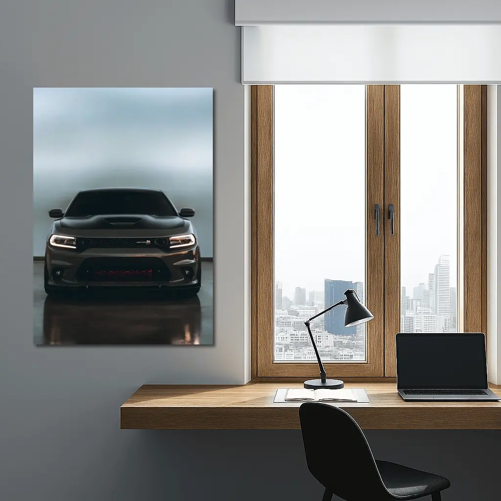 Dodge Charger Dark Front View Studio – Wall Art