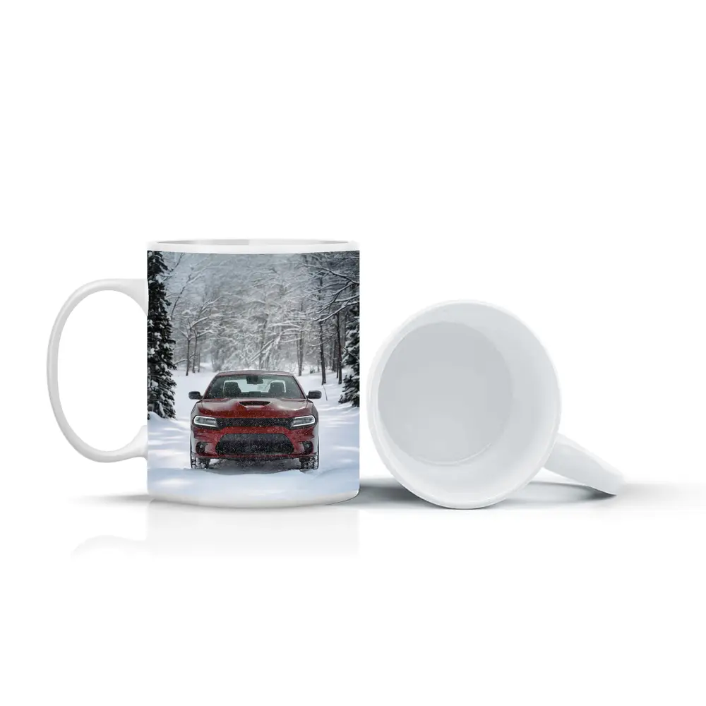 Dodge Charger Red Muscle Car Winter Snow – Mugs