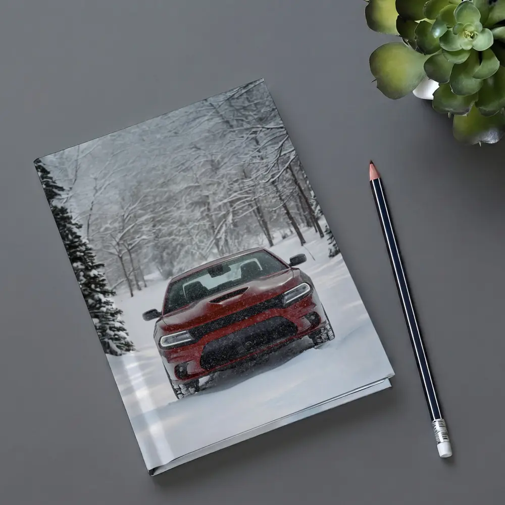 Dodge Charger Red Muscle Car Winter Snow – Notebooks