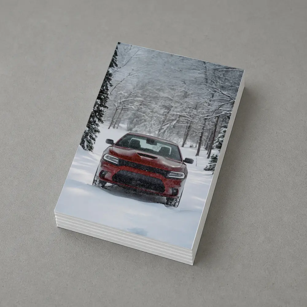 Dodge Charger Red Muscle Car Winter Snow – Postcards