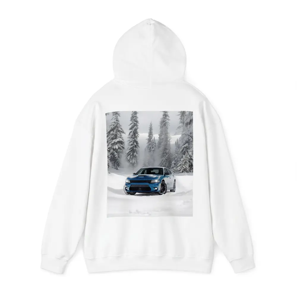 Dodge Charger Blue Muscle Car Snowy Forest – Hoodies