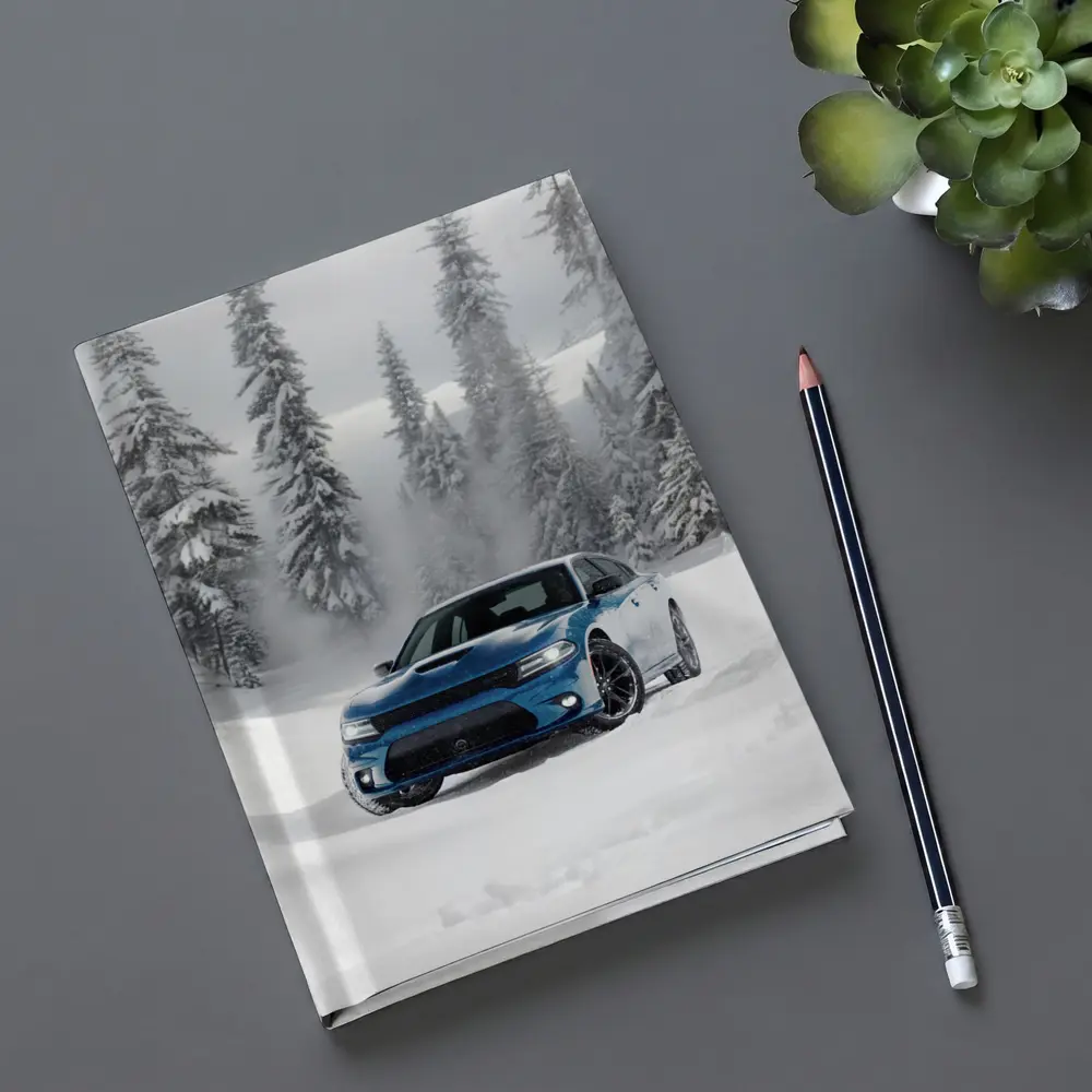 Dodge Charger Blue Muscle Car Snowy Forest – Notebooks