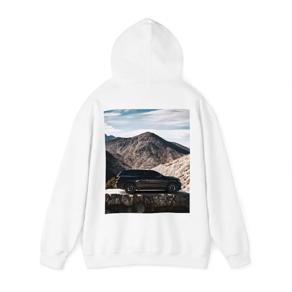 Dodge Durango Black SUV Mountain Background – Hoodies